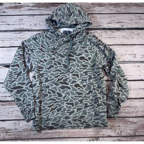 Burlebo Men's Long Sleeve Fleece Green Hoodie Sweatshirt Deer Camo Size Small - Picture 1 of 6